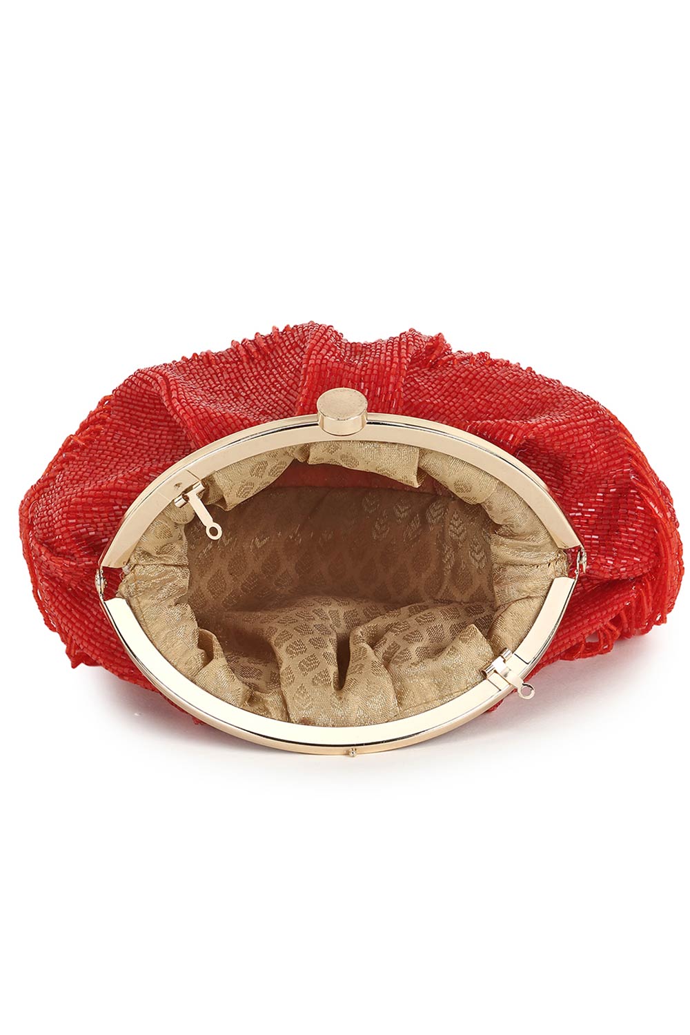 Designer Red Dangling Beads Evening Bag