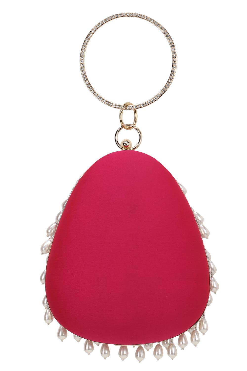 Designer Teardrop Wristlet In Fuscia with Dangling Pearls
