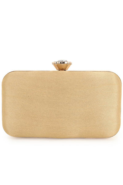 Designer Gold Silk and Beads Striped Clutch