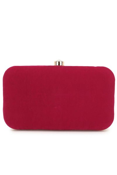 Designer Magenta & Gold Botanical Beadwork Velvet Clutch