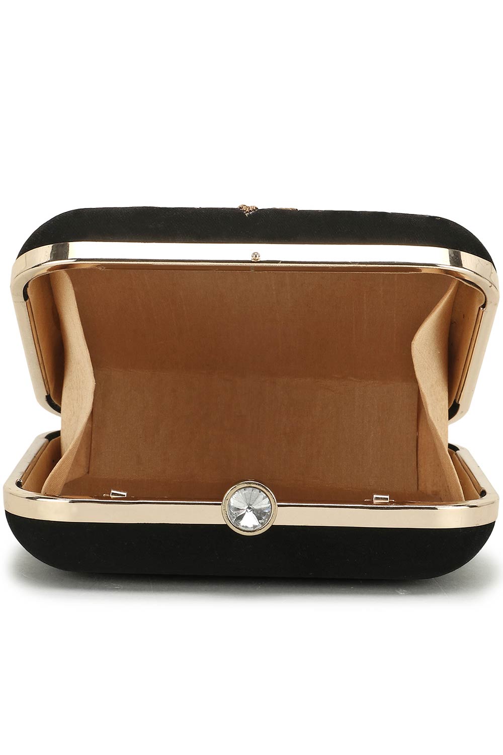 Designer Black Velvet & Gold bead and Sequins Embroidery Square Clutch