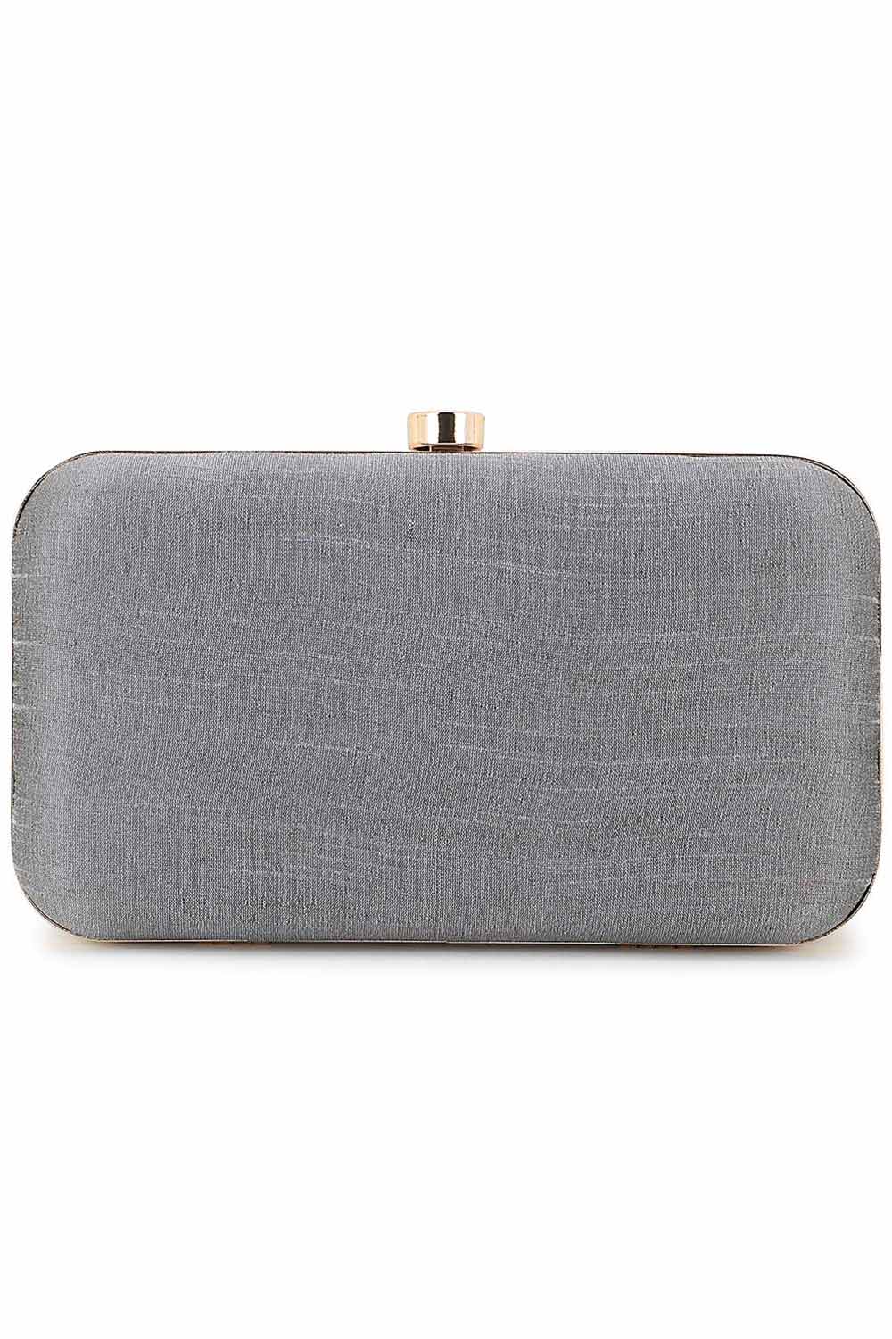 Designer Grey Chevron Beadwork Design Clutch