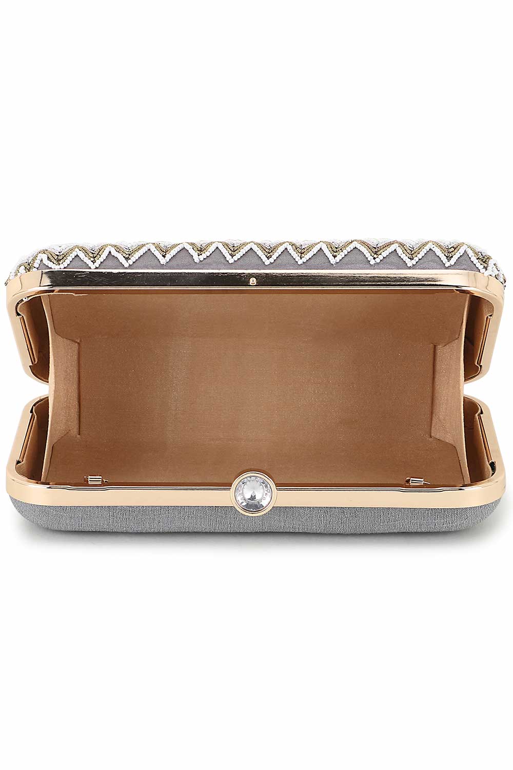 Designer Grey Chevron Beadwork Design Clutch