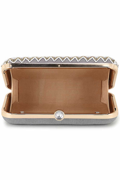 Designer Grey Chevron Beadwork Design Clutch