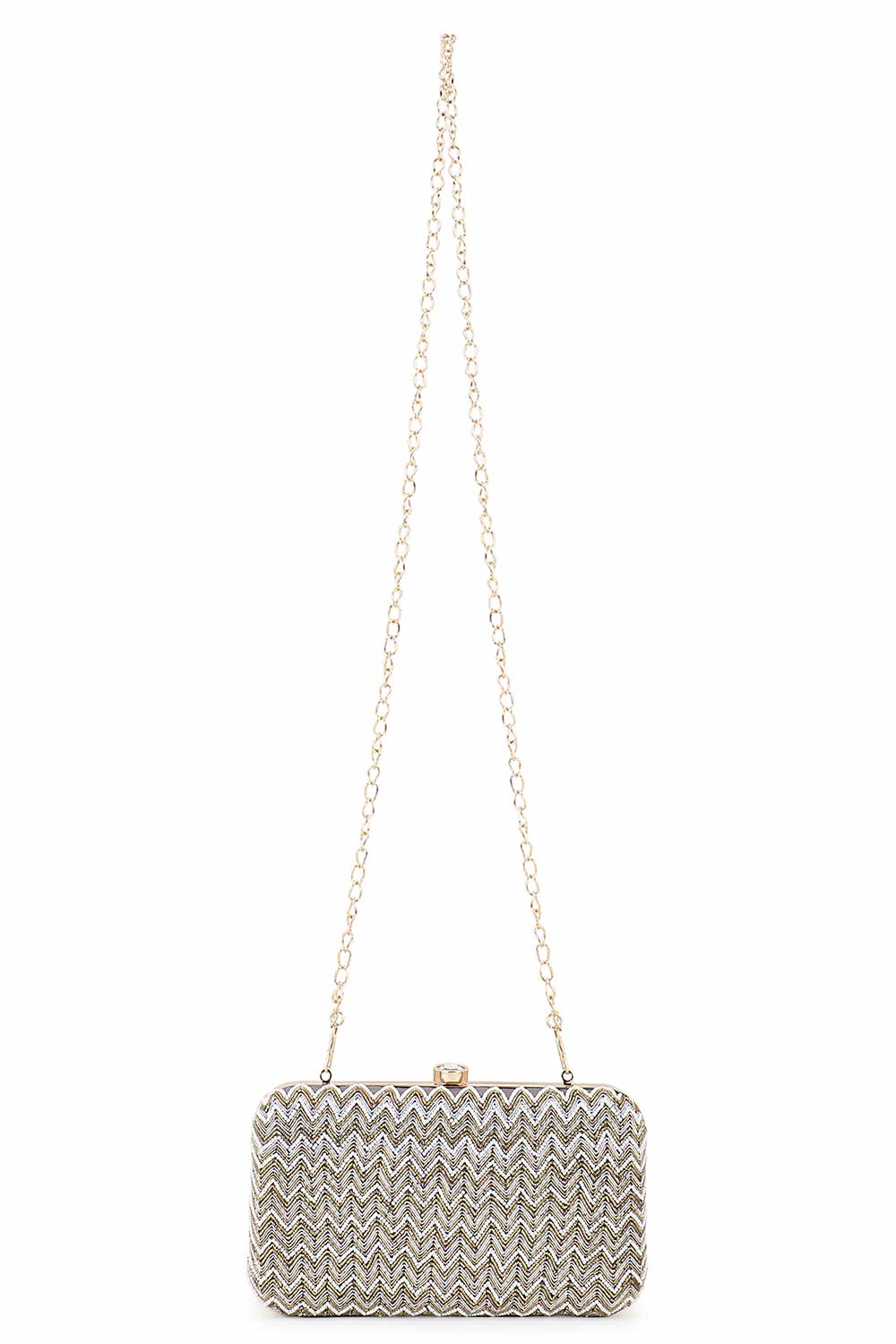 Designer Grey Chevron Beadwork Design Clutch