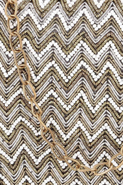 Designer Grey Chevron Beadwork Design Clutch