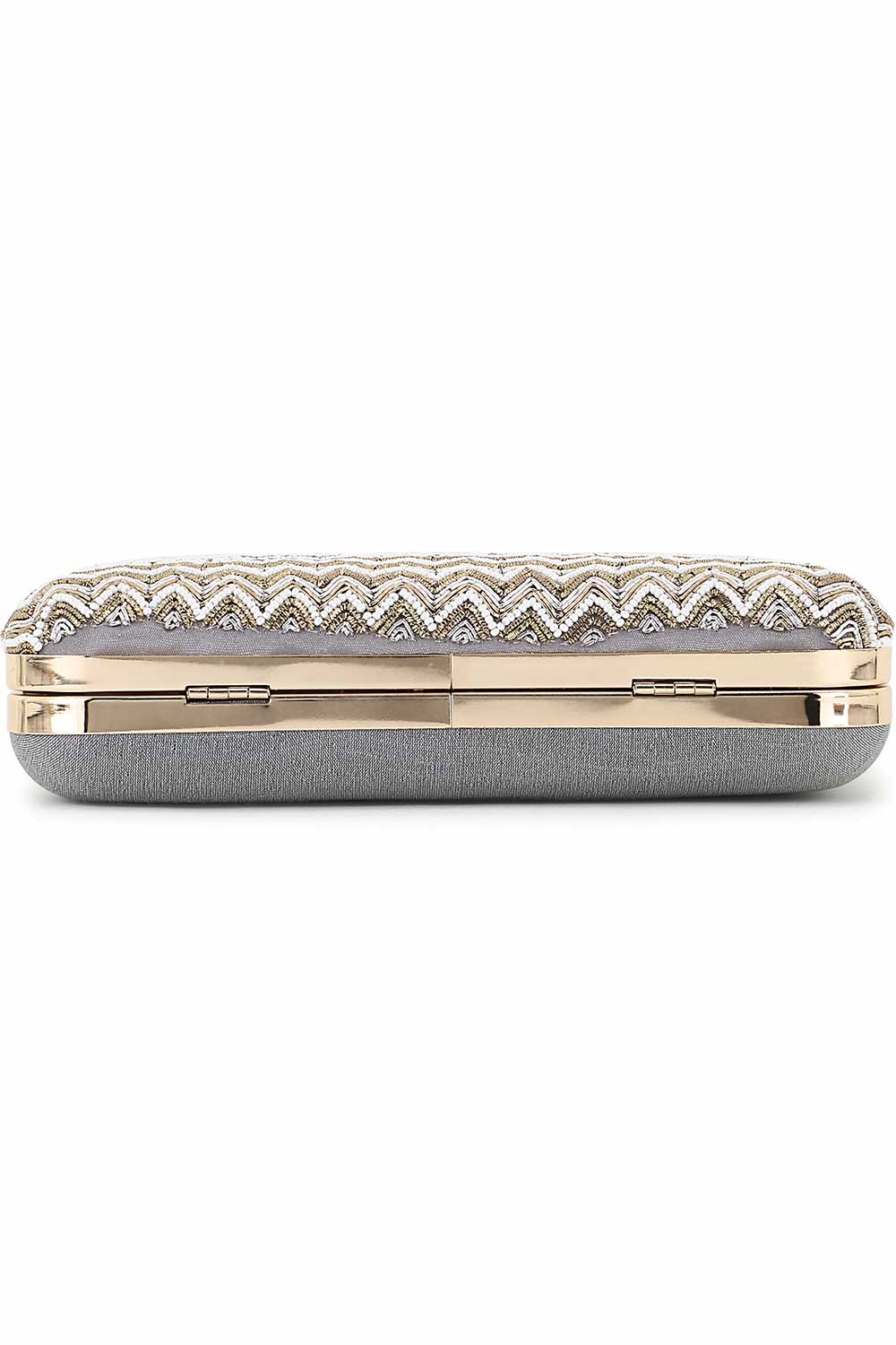 Designer Grey Chevron Beadwork Design Clutch