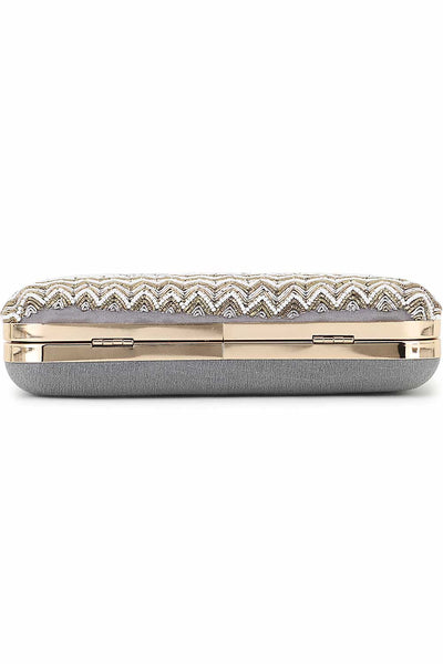 Designer Grey Chevron Beadwork Design Clutch
