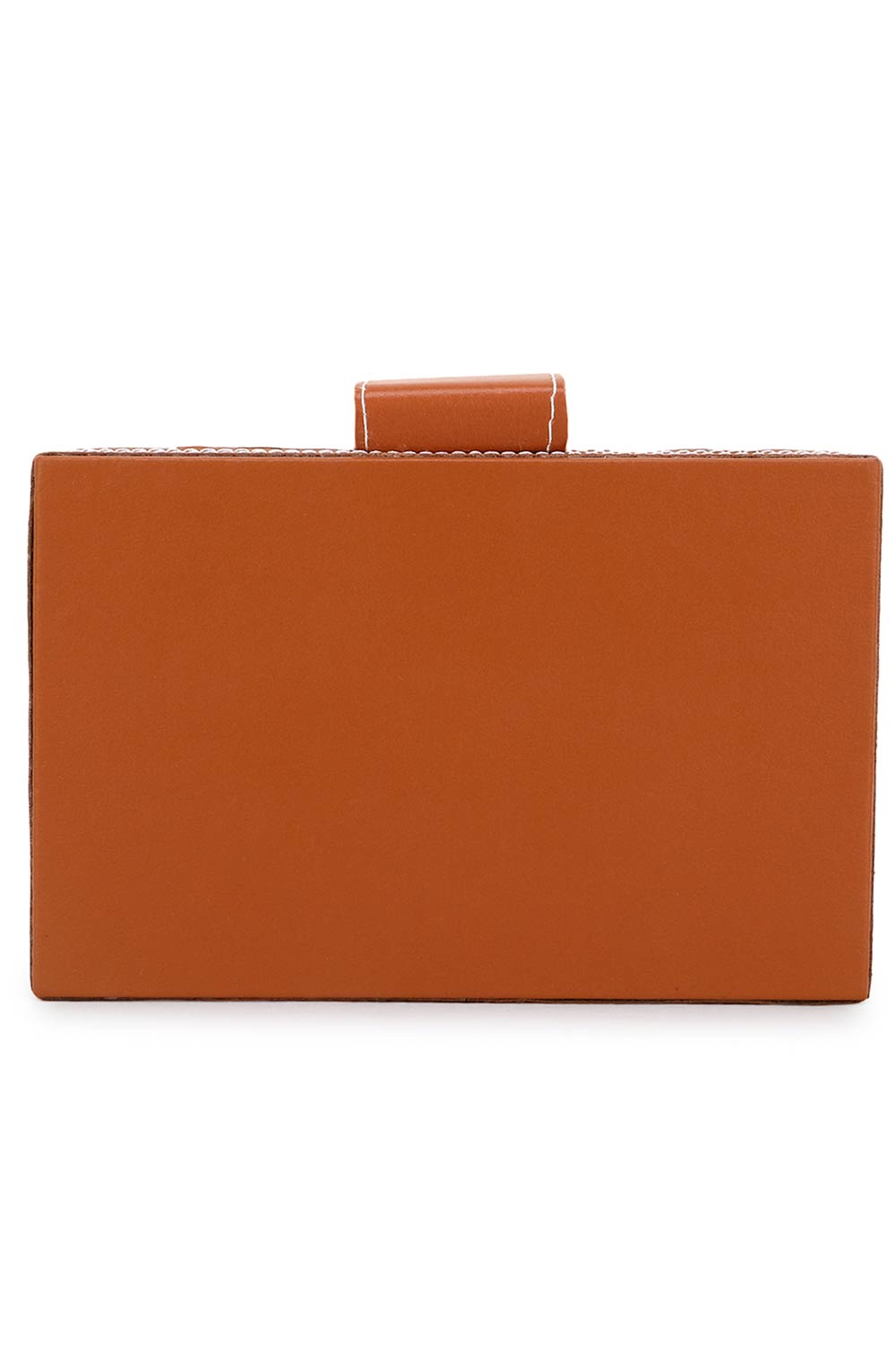 Designer Brown & Gold Fabric & Vegan Leather Box Clutch