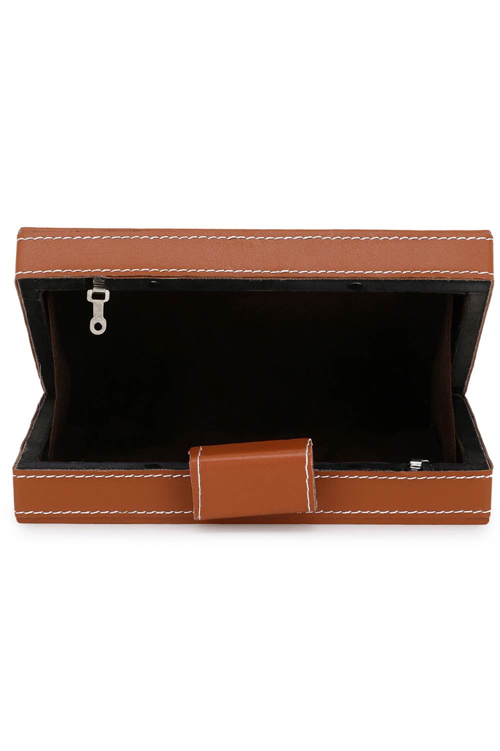 Designer Brown & Gold Fabric & Vegan Leather Box Clutch