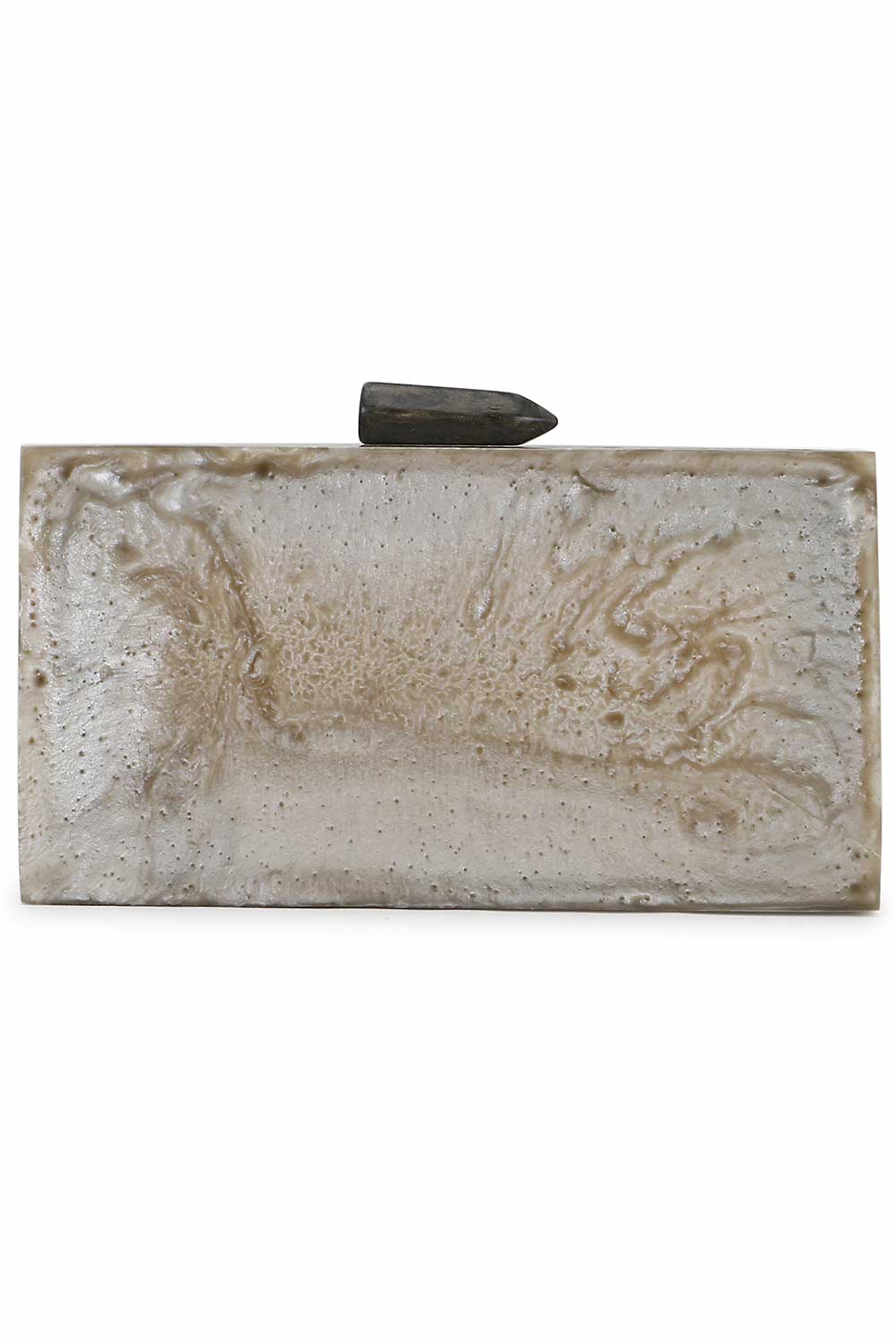 Designer Charcoal & Silver Resin Floral Embellished Clutch
