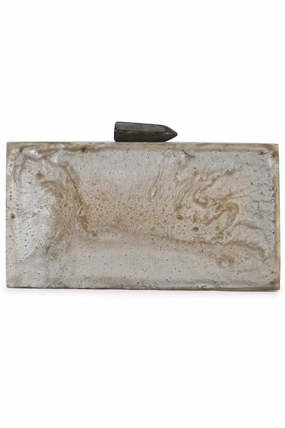Designer Charcoal & Silver Resin Floral Embellished Clutch