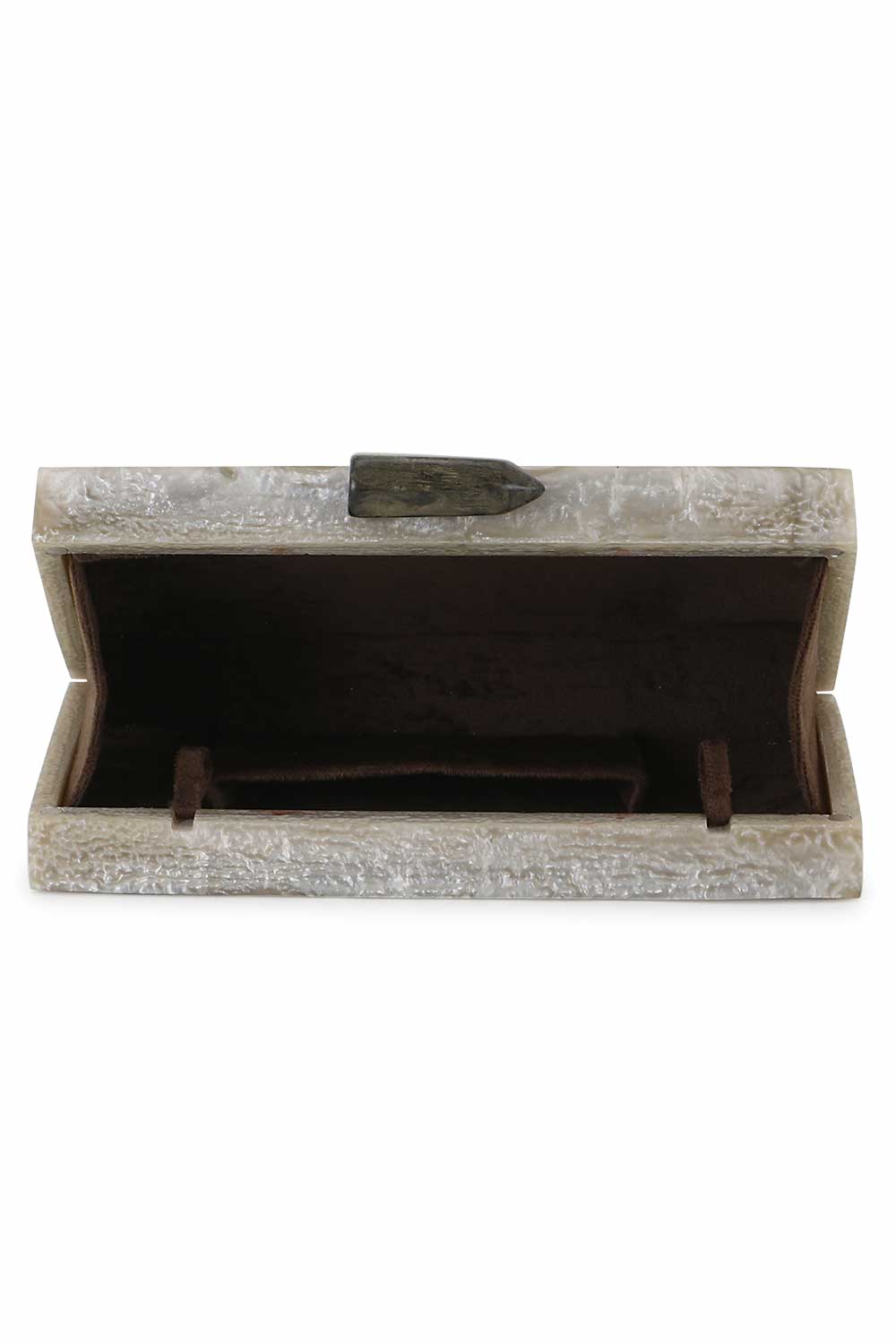 Designer Charcoal & Silver Resin Floral Embellished Clutch