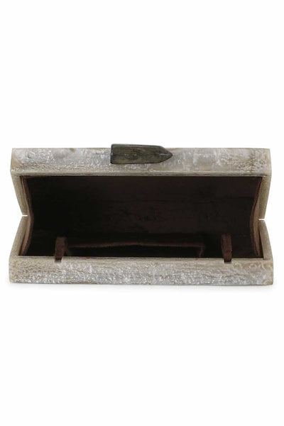 Designer Charcoal & Silver Resin Floral Embellished Clutch