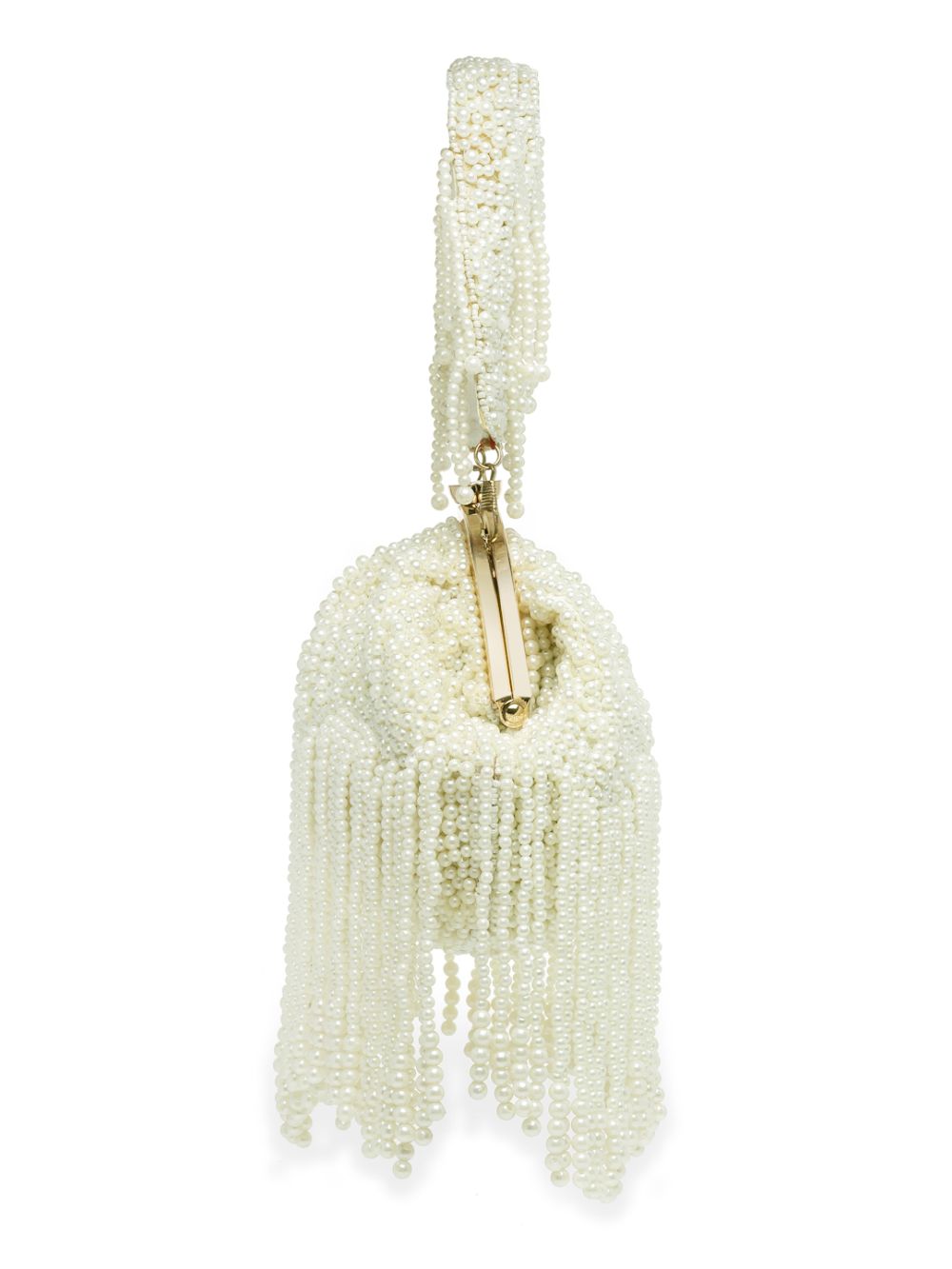 Designer Raining Pearls White Silk Beadwork Purse