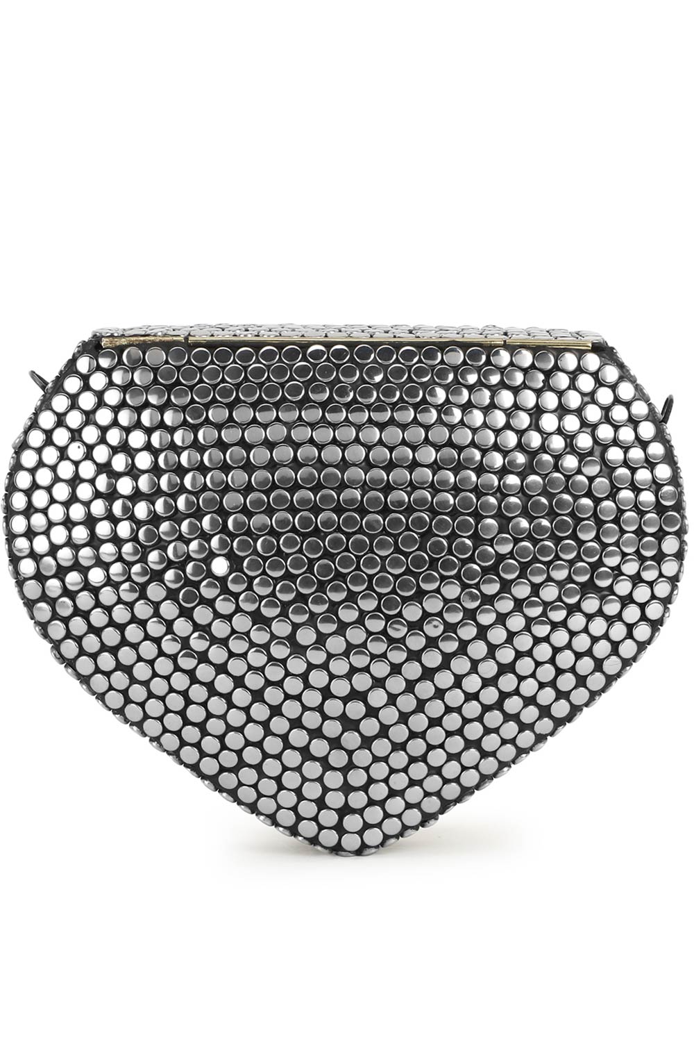 Designer Antique Silver Mosaic in Silver & Black & Yellow Metal Clutch