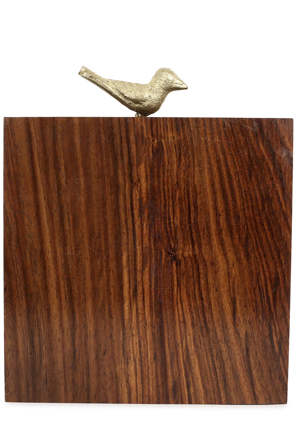 Designer Brown & Gold Wooden Clutch with Sequins and Bird Clasp