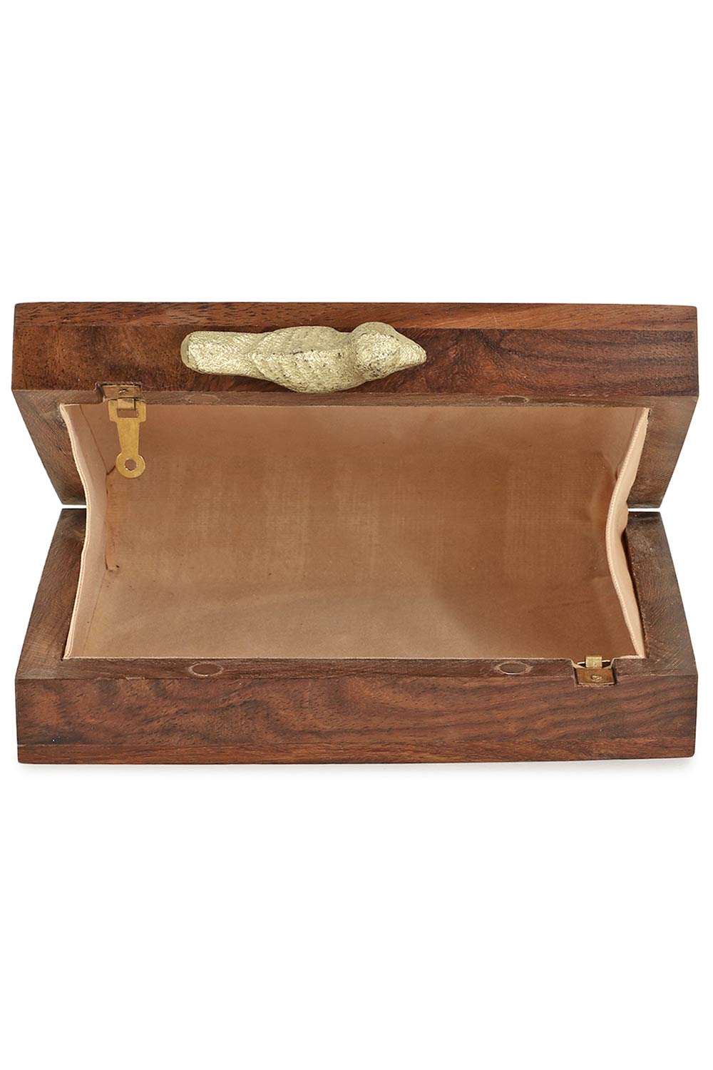 Designer Brown & Gold Wooden with Sequins Bird Detail Clutch