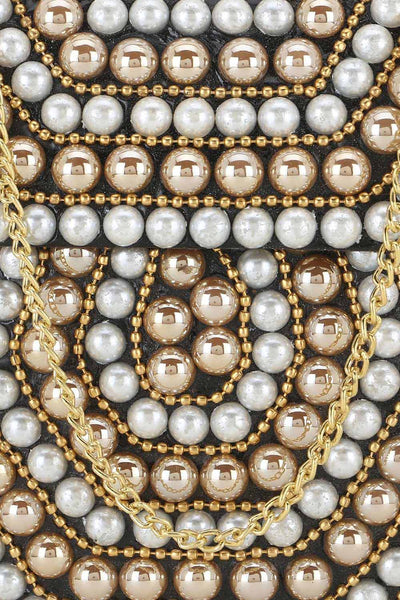 Designer Rose Gold &White Metal Embellished Clutch