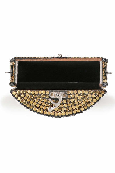 Designer Rockstar Gold & Black Metal Mosaic Evening Bag