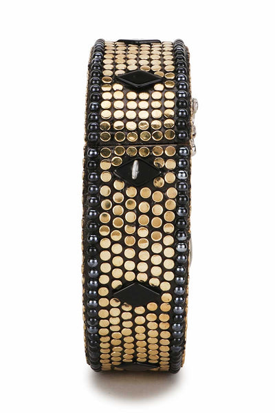 Designer Rockstar Gold & Black Metal Mosaic Evening Bag