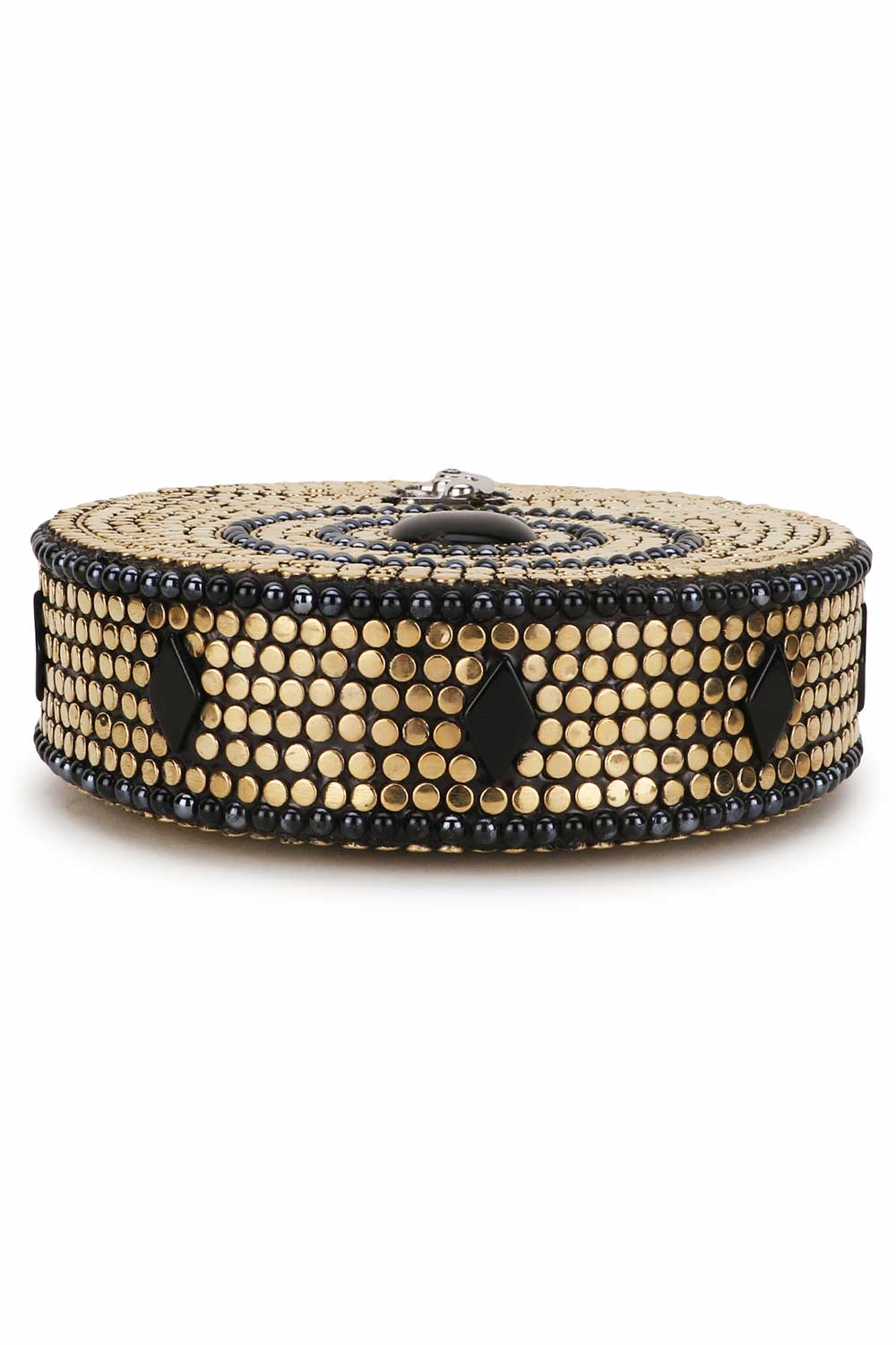 Designer Rockstar Gold & Black Metal Mosaic Evening Bag