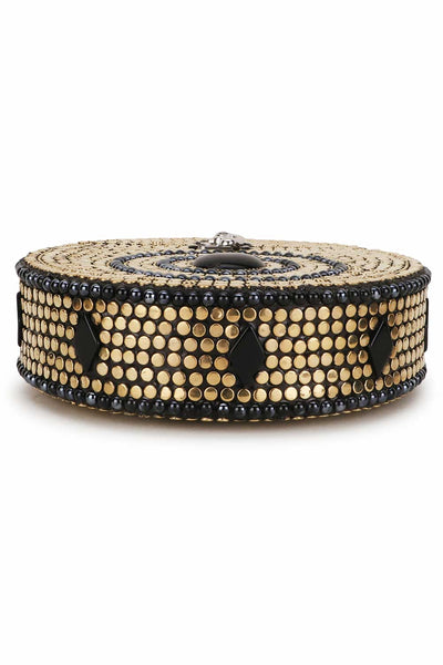 Designer Rockstar Gold & Black Metal Mosaic Evening Bag