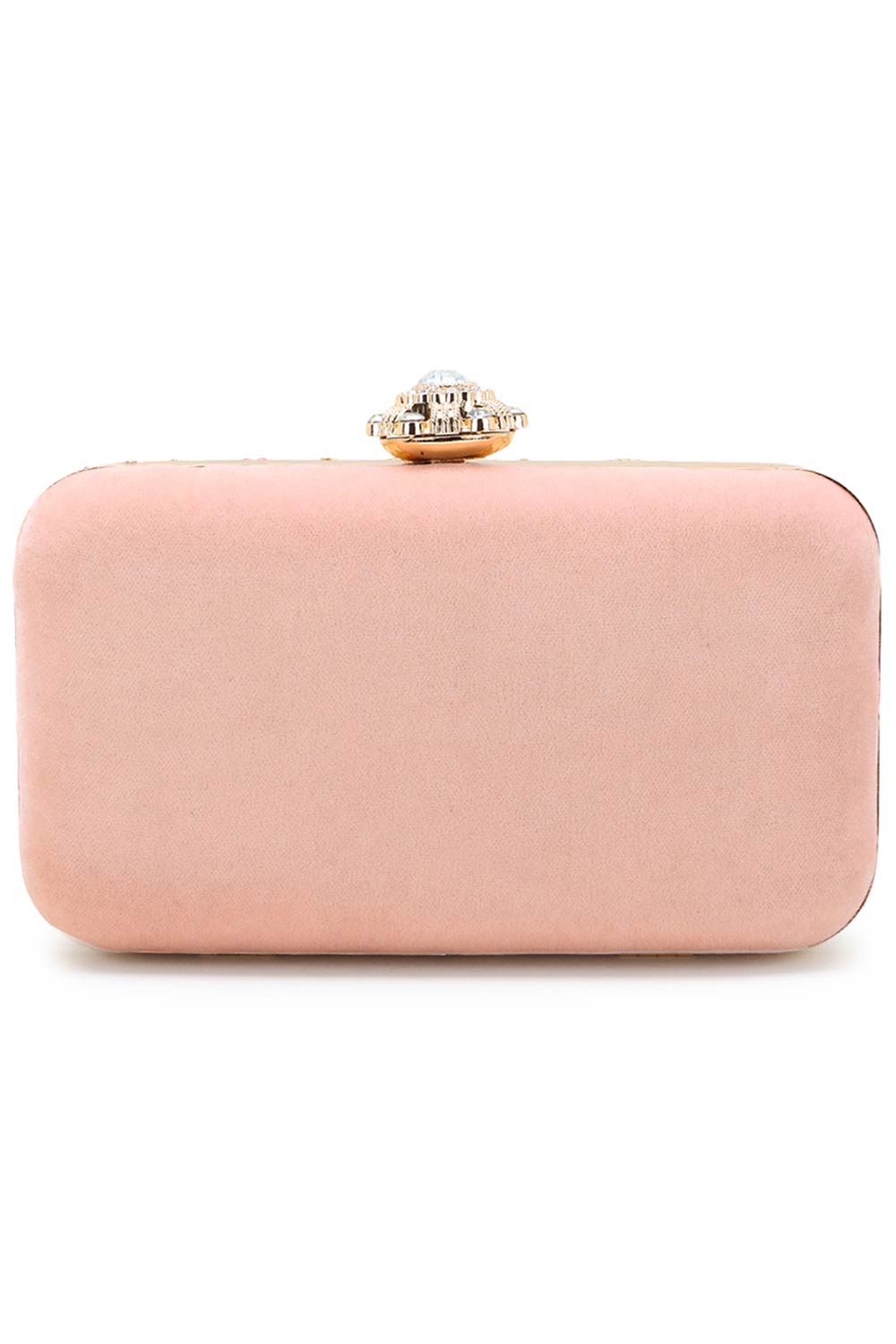 Designer Peach & Multi Velvet Floral Embellished Clutch