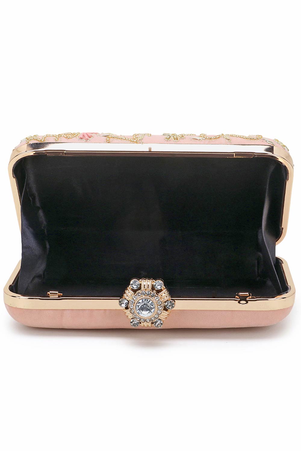 Designer Peach & Multi Velvet Floral Embellished Clutch