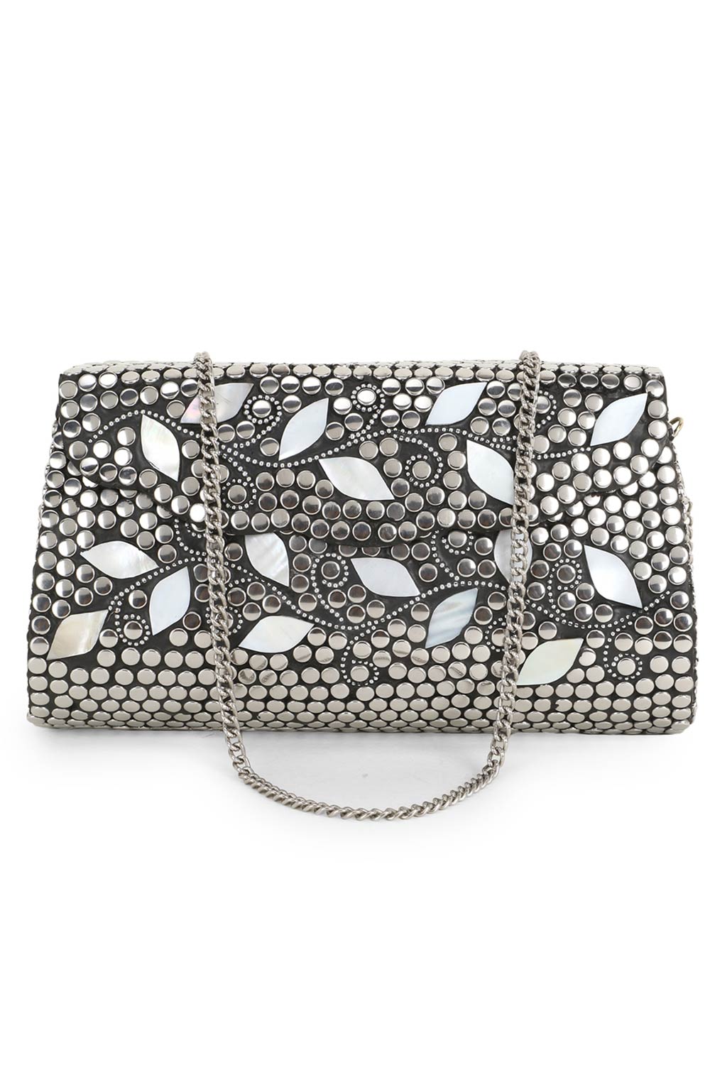 Designer Mosaic Silver & Mirror Mosaic Clutch