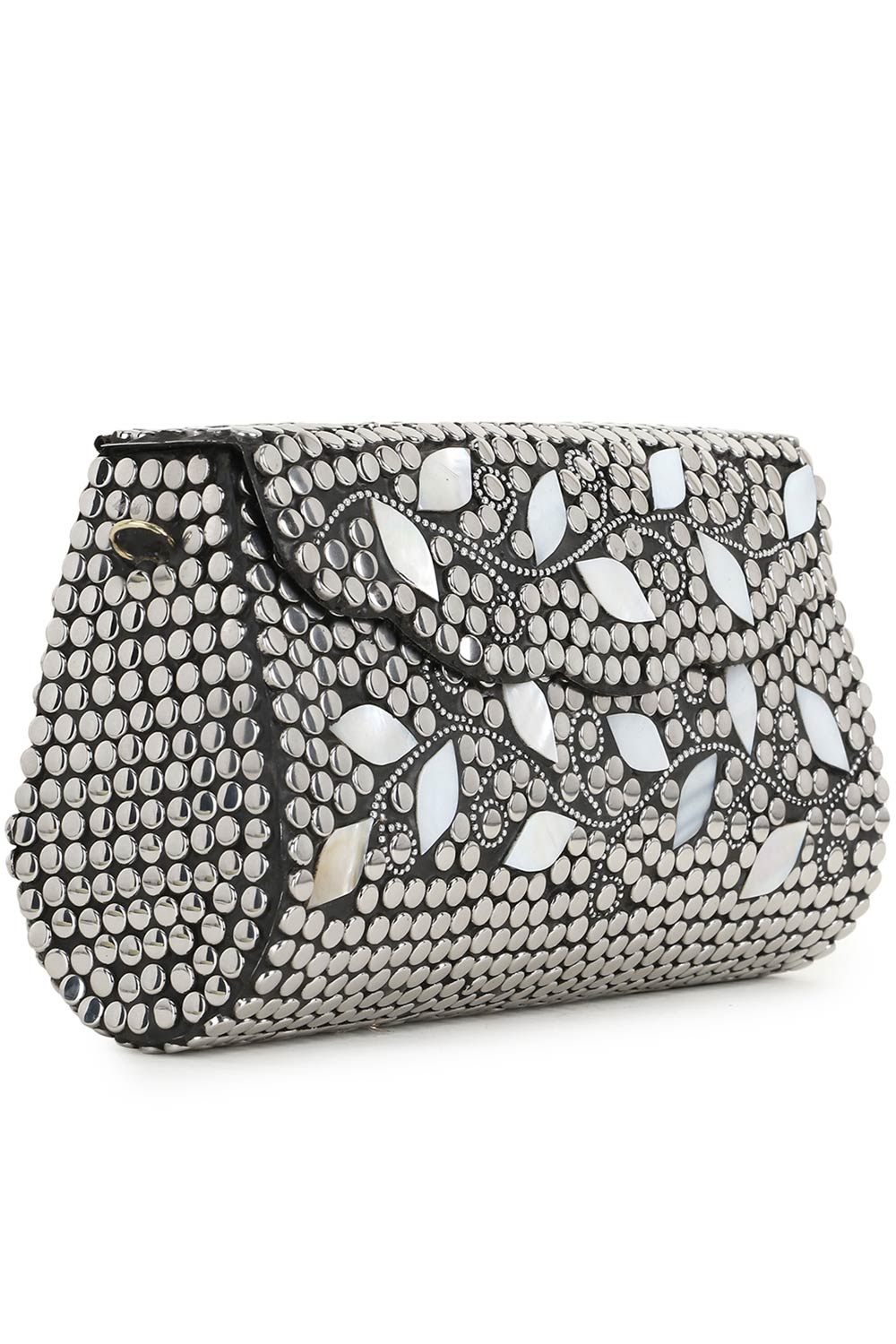 Designer Mosaic Silver & Mirror Mosaic Clutch