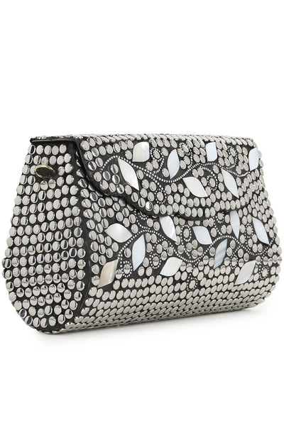 Designer Mosaic Silver & Mirror Mosaic Clutch