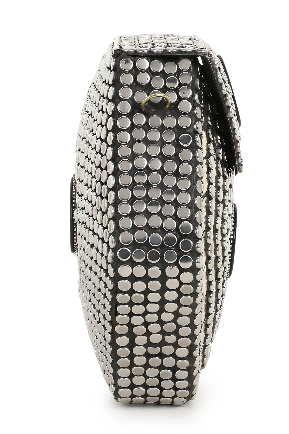 Designer Antique Silver Mosaic with Gold and Black Metalwork Clutch