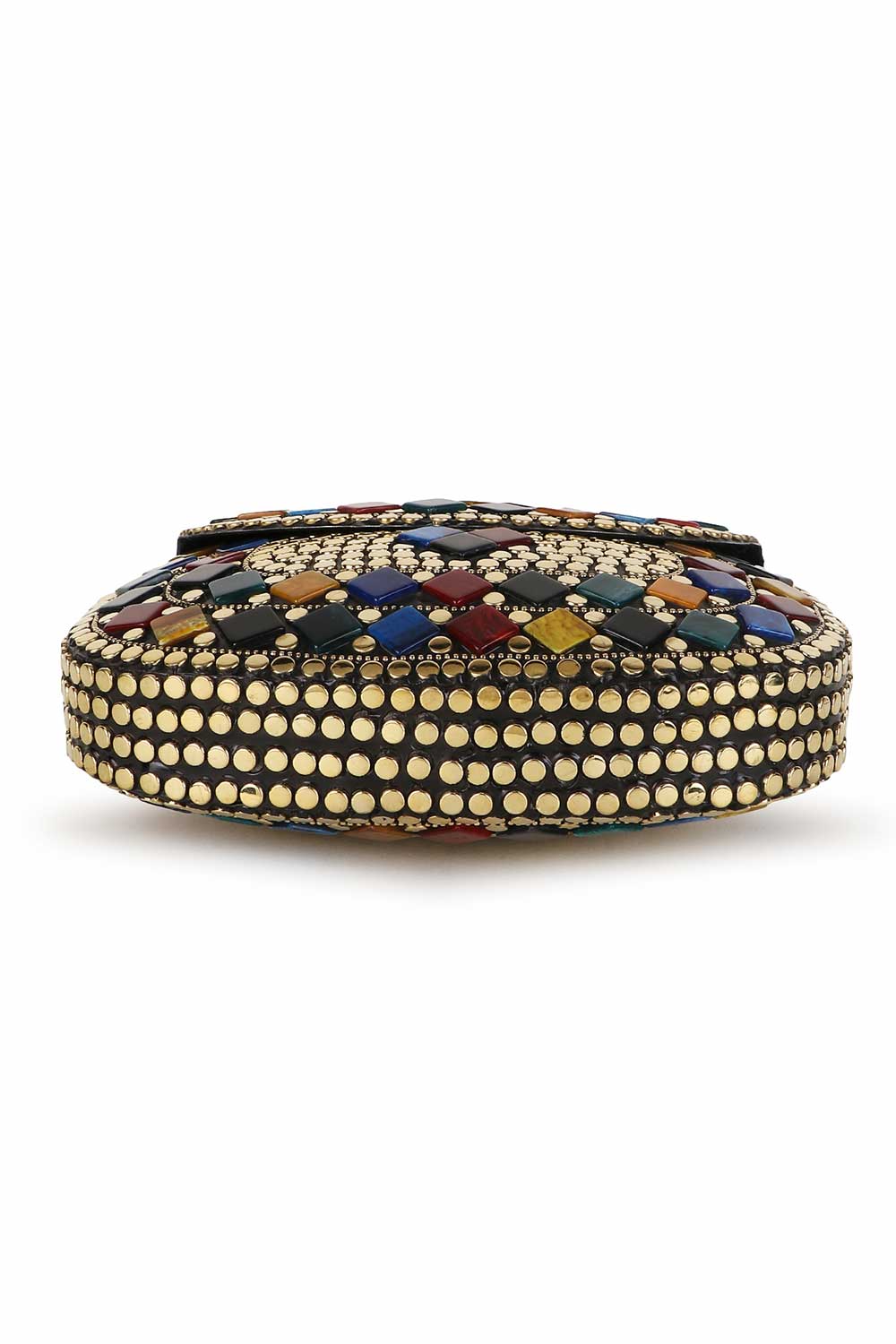 Designer Pharaoh Design Gold & Multi-color Metal Mosaic Clutch