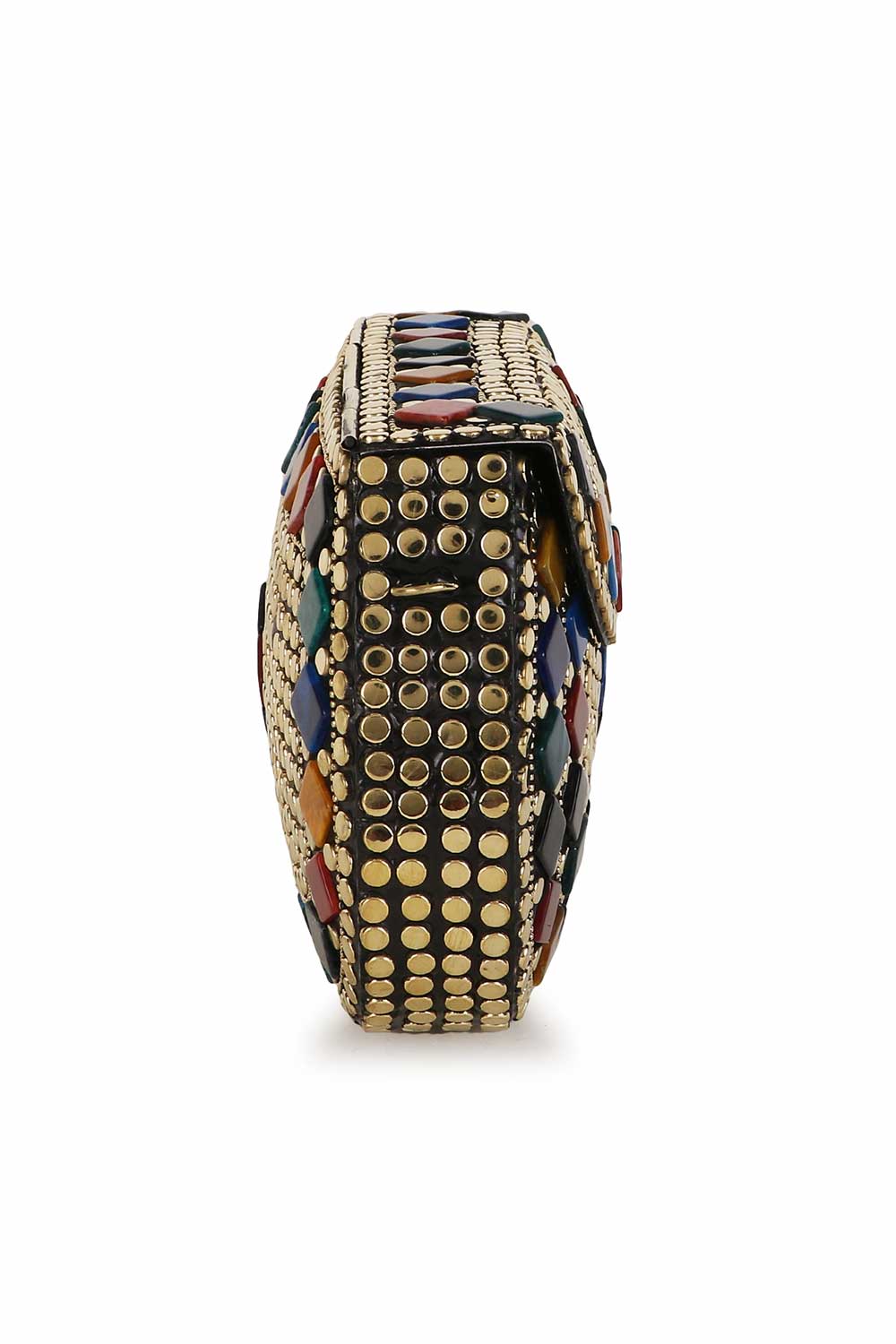 Designer Pharaoh Design Gold & Multi-color Metal Mosaic Clutch