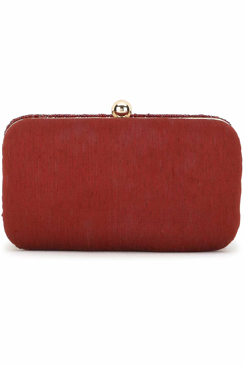 Designer Maroon Silk Embroidered Clutch