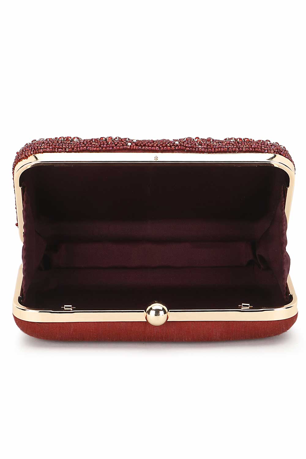 Designer Maroon Silk Embroidered Clutch