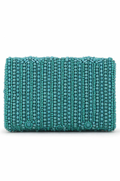 Designer Turquoise & Silver Beadwork Purse