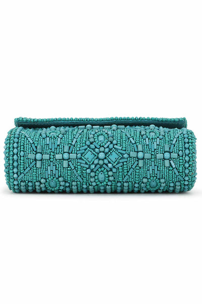 Designer Turquoise & Silver Beadwork Purse