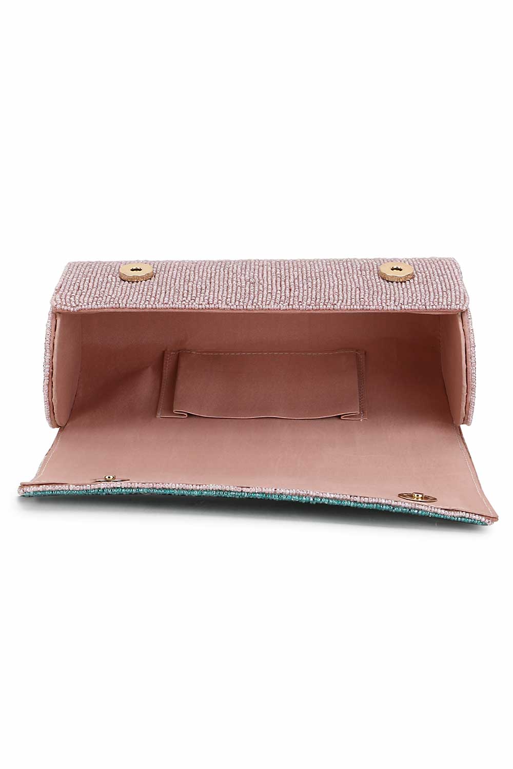 Designer Pink &Multi  Silk Geometric Embellished Clutch