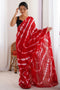 Astrid Red Georgette Tie and Dye Ready to Wear Saree