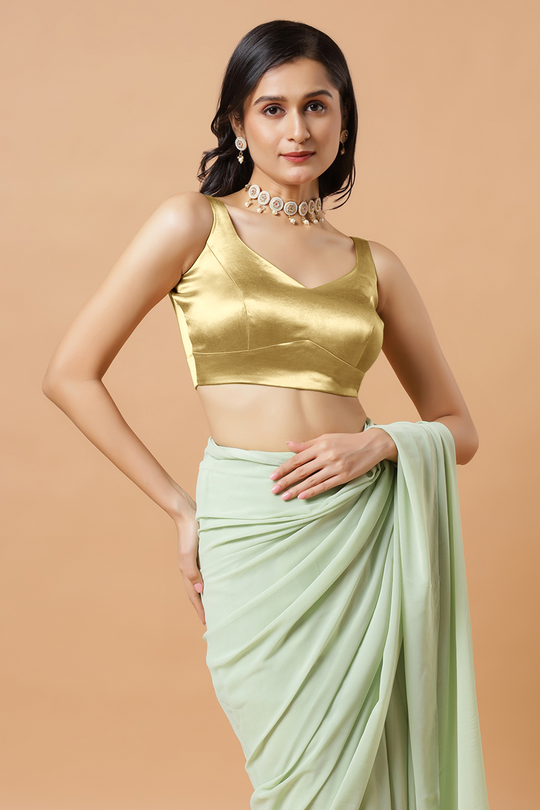 Aria Gold Thin Strap Sleeveless Satin Stretch Blouse