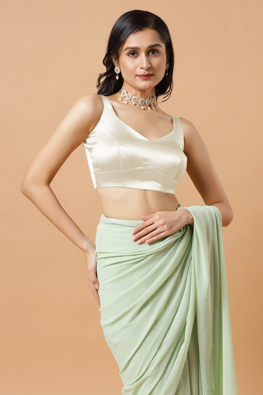 Aria Cream Thin Strap Sleeveless Satin Comfort Stretch™ Blouse