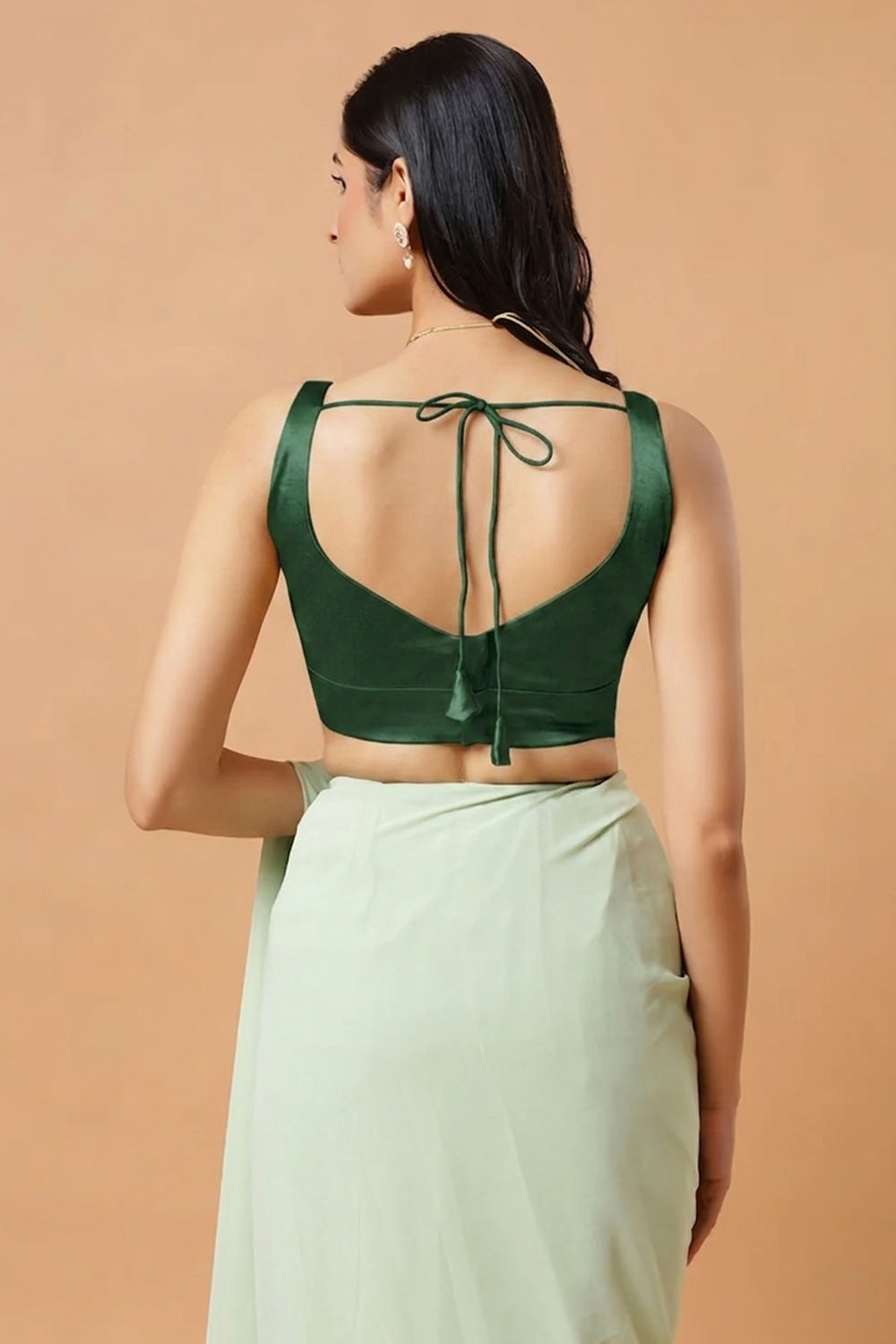 Aria Bottle Green Thin Strap Sleeveless Satin Comfort Stretchƒ?› Blouse