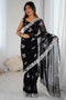 Lata Black Georgette Floral Embroidered Ready to Wear Saree