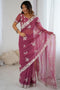 Lata Mauve Georgette Floral Embroidered Ready to Wear Saree