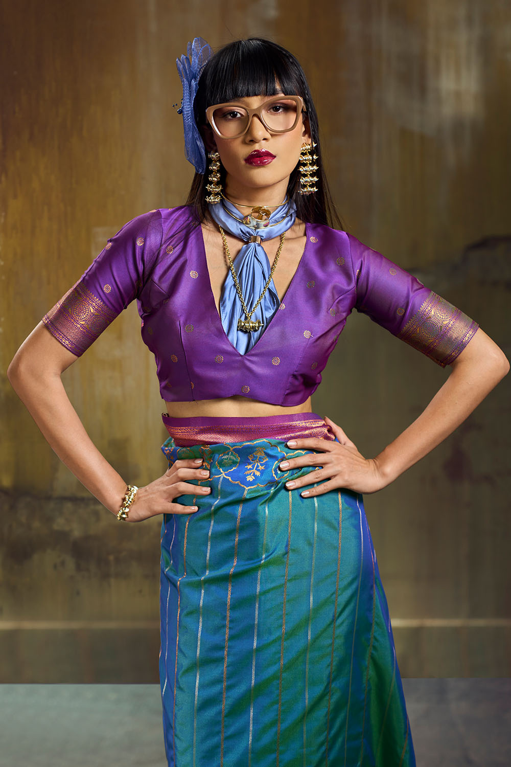 Amritsar Turquoise Blue Pure Silk Pochampally Handloom Weaving Ready to Wear Saree