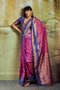 Amritsar Magenta Pure Silk Pochampally Handloom Weaving Ready to Wear Saree