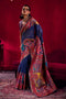 Nadine Midnight Blue Modal Cotton Pashmina Weaving Ready to Wear Saree