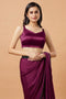 Carly Magenta Pentagon Neck Sleeveless Satin Comfort Stretch  Blouse